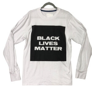 Youth Machine Mens Sz Medium Black Lives Matter White Long Sleeve Shirt BLM Logo